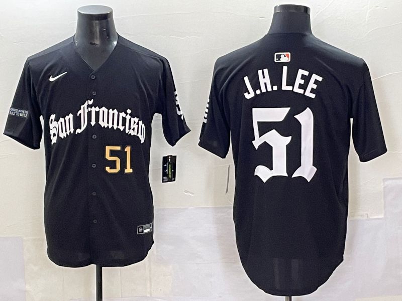 Men 2025 San Francisco Giants #51 J.H.Lee Black Five generations Joint Name Nike MLB Jersey style 42->san francisco giants->MLB Jersey